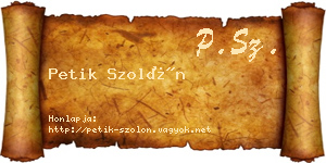 Petik Szolón névjegykártya